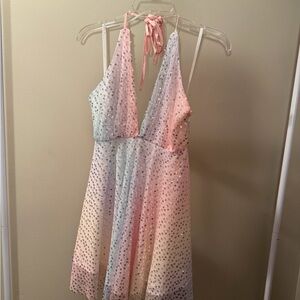 Pastel Halter Dress with Sequins